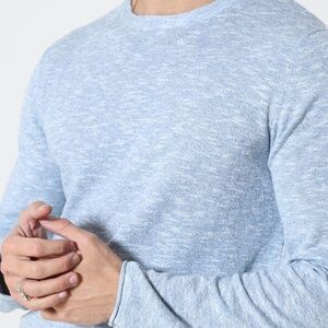 JACK & JONES Linen Knit sweater Faded Denim XL 90% Cotton 10% Linen